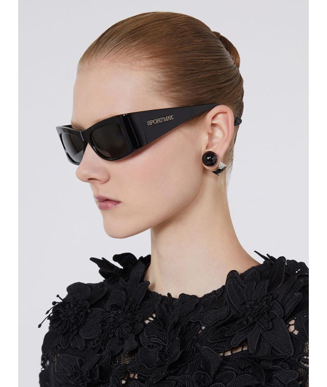SPORTMAX Черные пластиковые солнцезащитные очки, фото 3