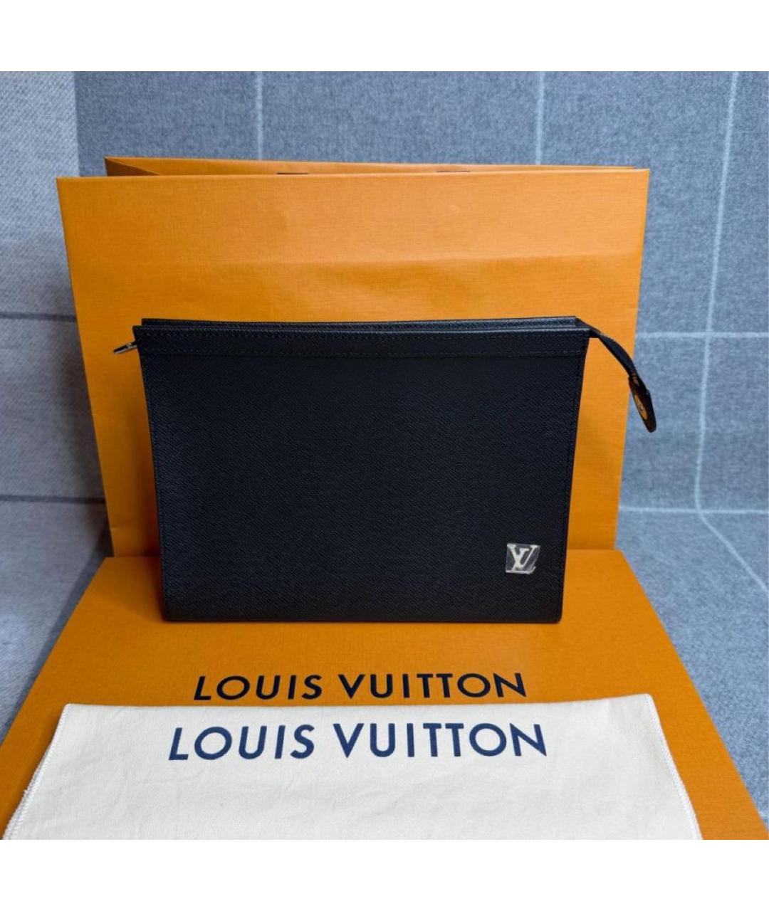 LOUIS VUITTON Черная кожаная папка для документов, фото 2