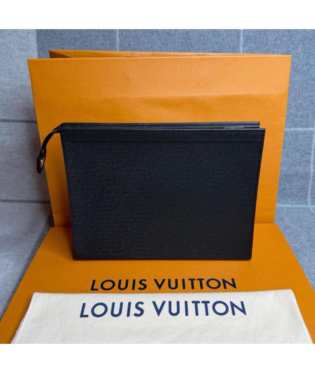 LOUIS VUITTON Черная кожаная папка для документов, фото 4