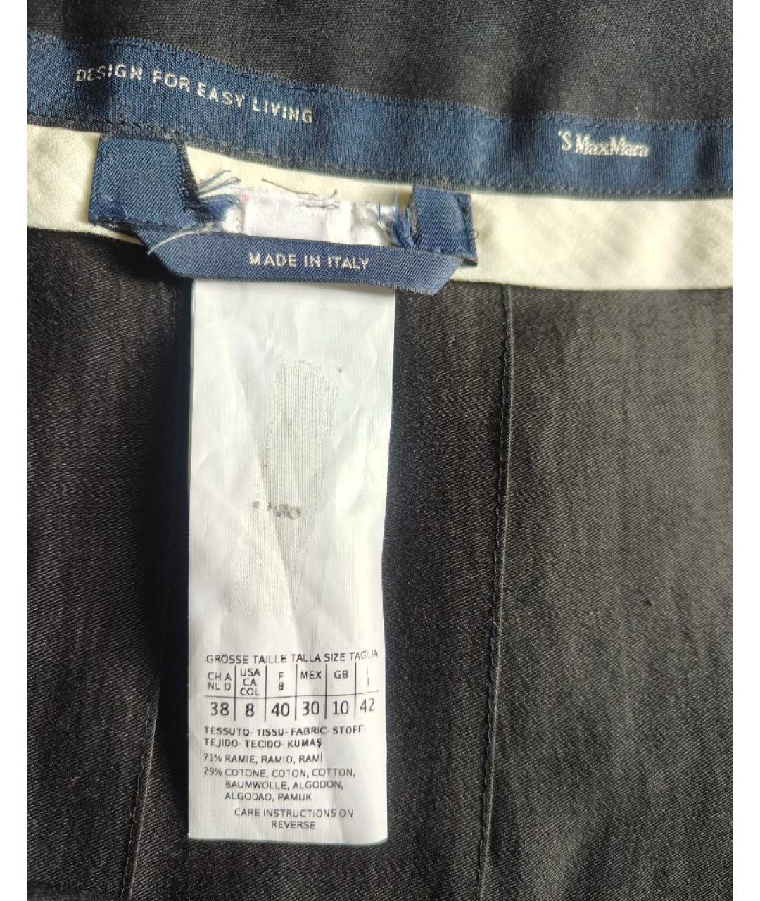 'S MAX MARA Черная льняная юбка макси, фото 5