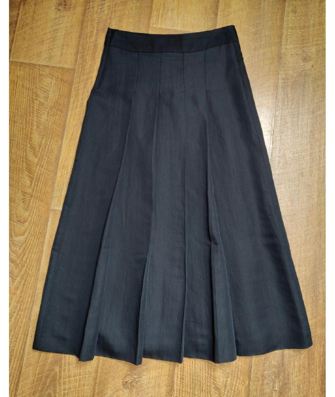 'S MAX MARA Черная льняная юбка макси, фото 6