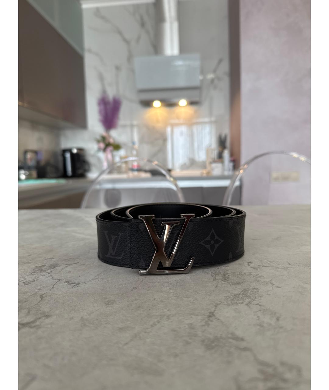 LOUIS VUITTON Черный кожаный ремень, фото 5
