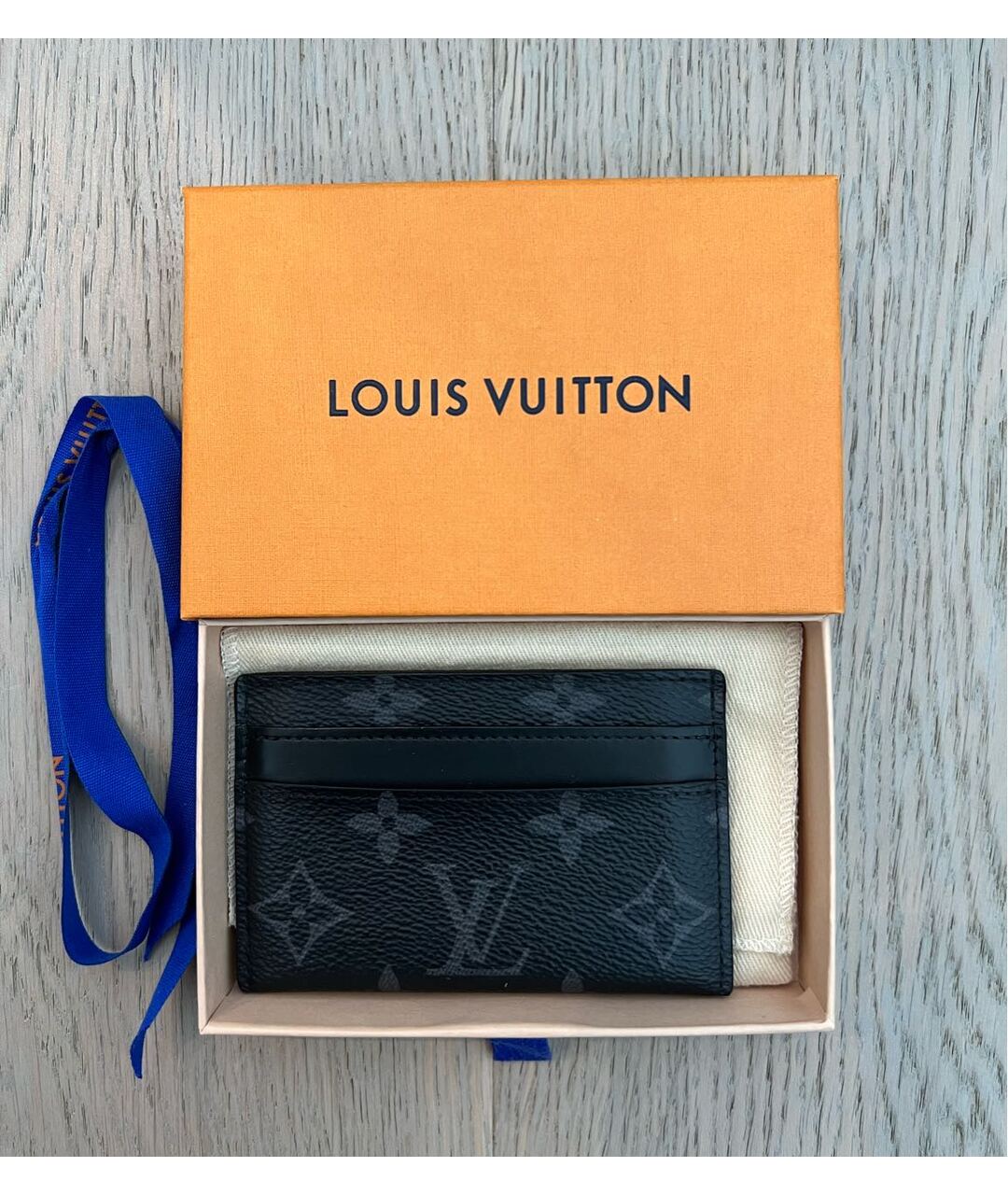 LOUIS VUITTON PRE-OWNED Антрацитовый кожаный кардхолдер, фото 3