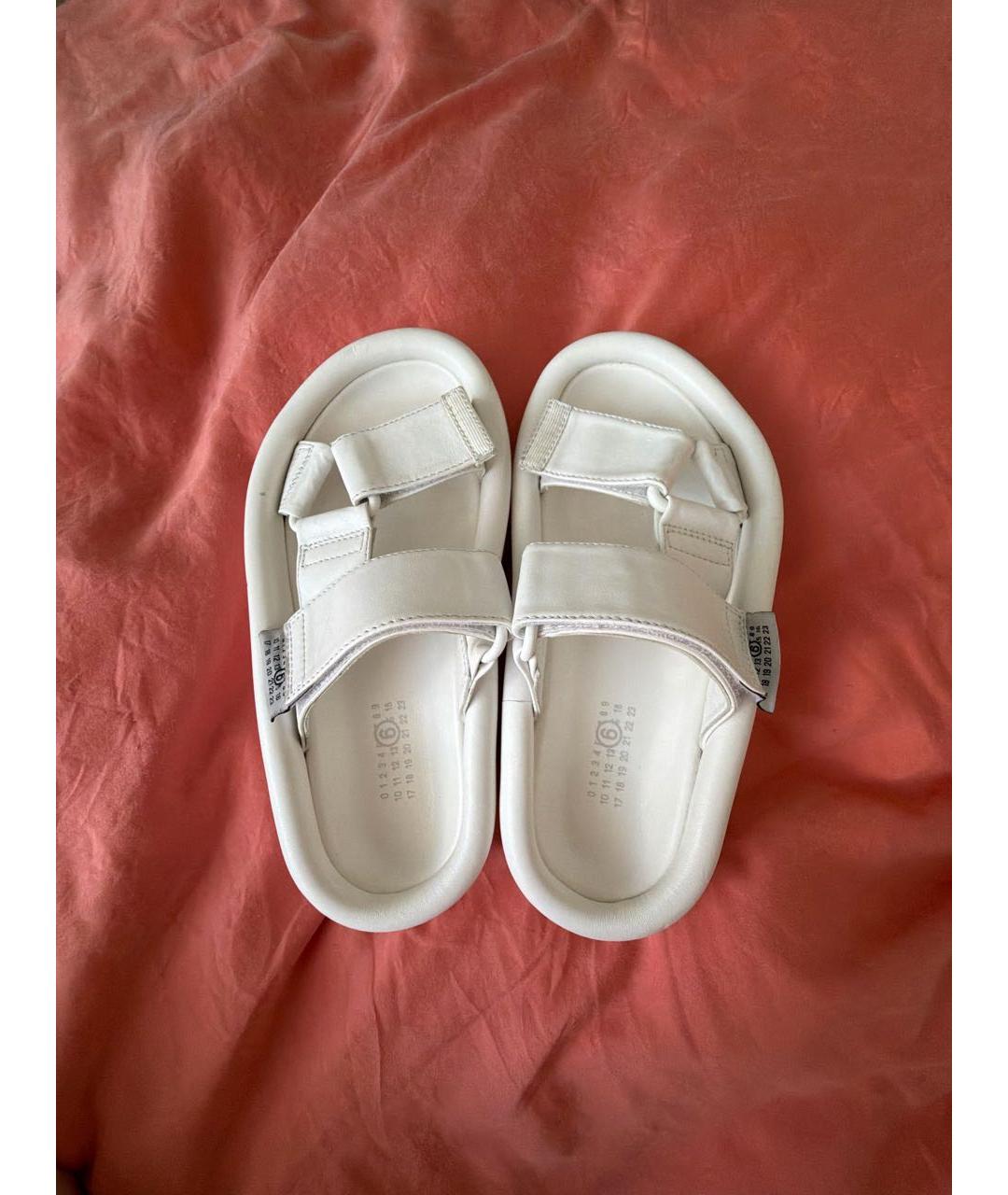 MAISON MARGIELA Белые кожаные шлепанцы, фото 3