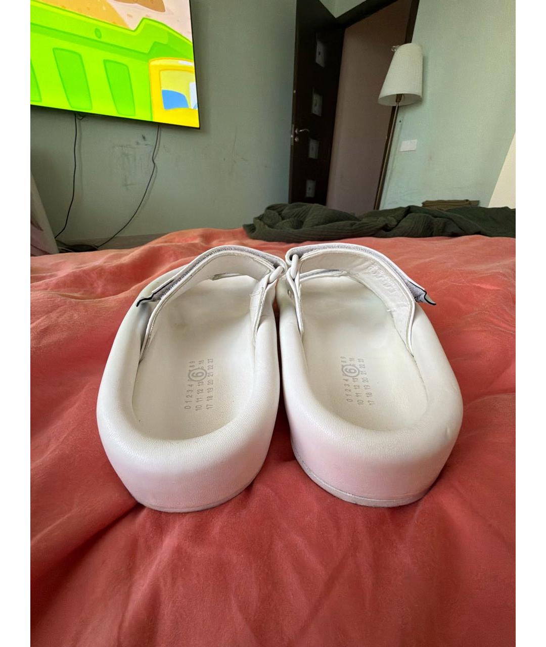 MAISON MARGIELA Белые кожаные шлепанцы, фото 4