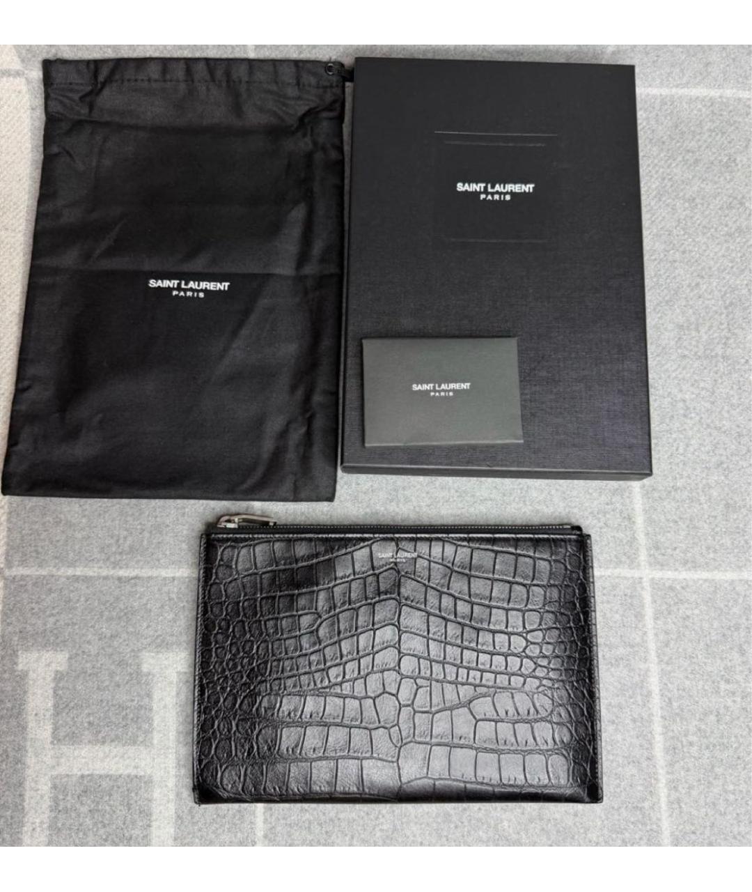 SAINT LAURENT Черная кожаная папка для документов, фото 2