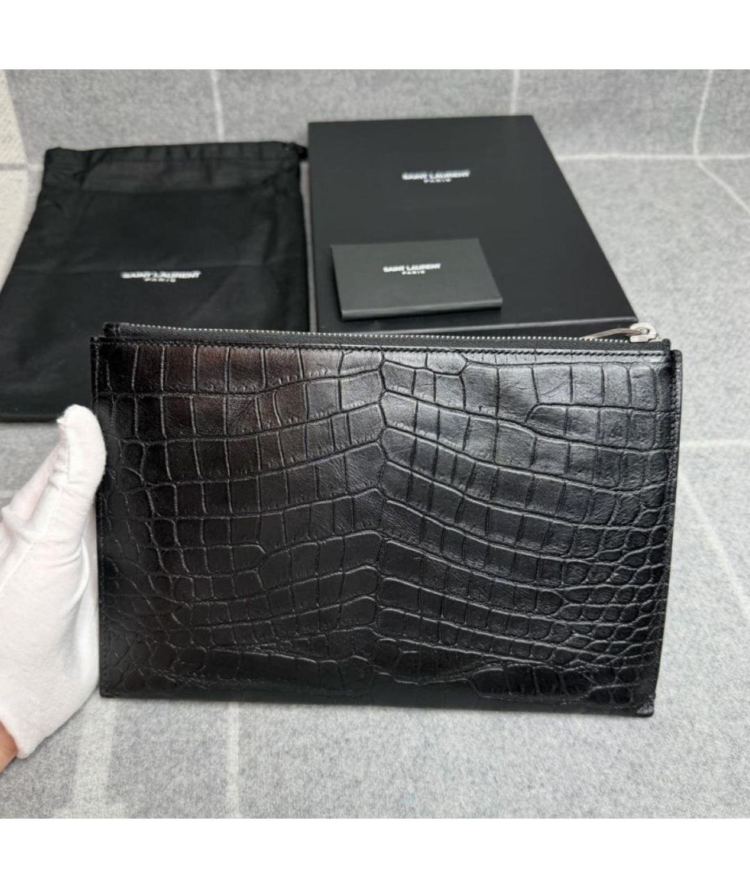 SAINT LAURENT Черная кожаная папка для документов, фото 4