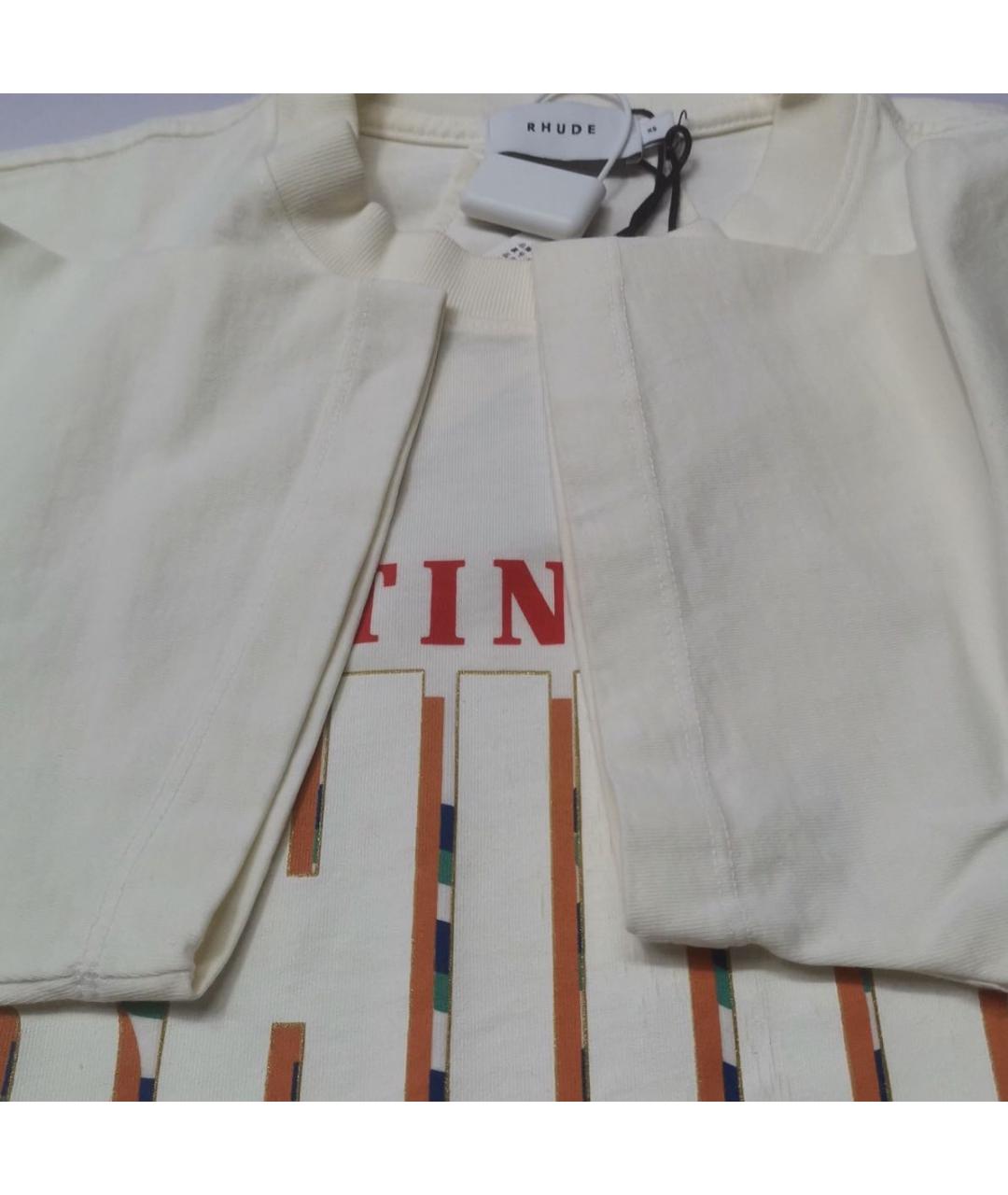 RHUDE Белая хлопковая футболка, фото 5