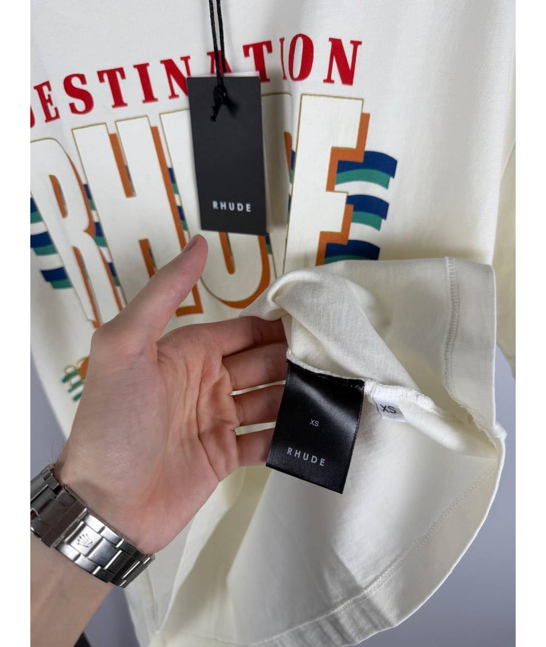 RHUDE Белая хлопковая футболка, фото 7
