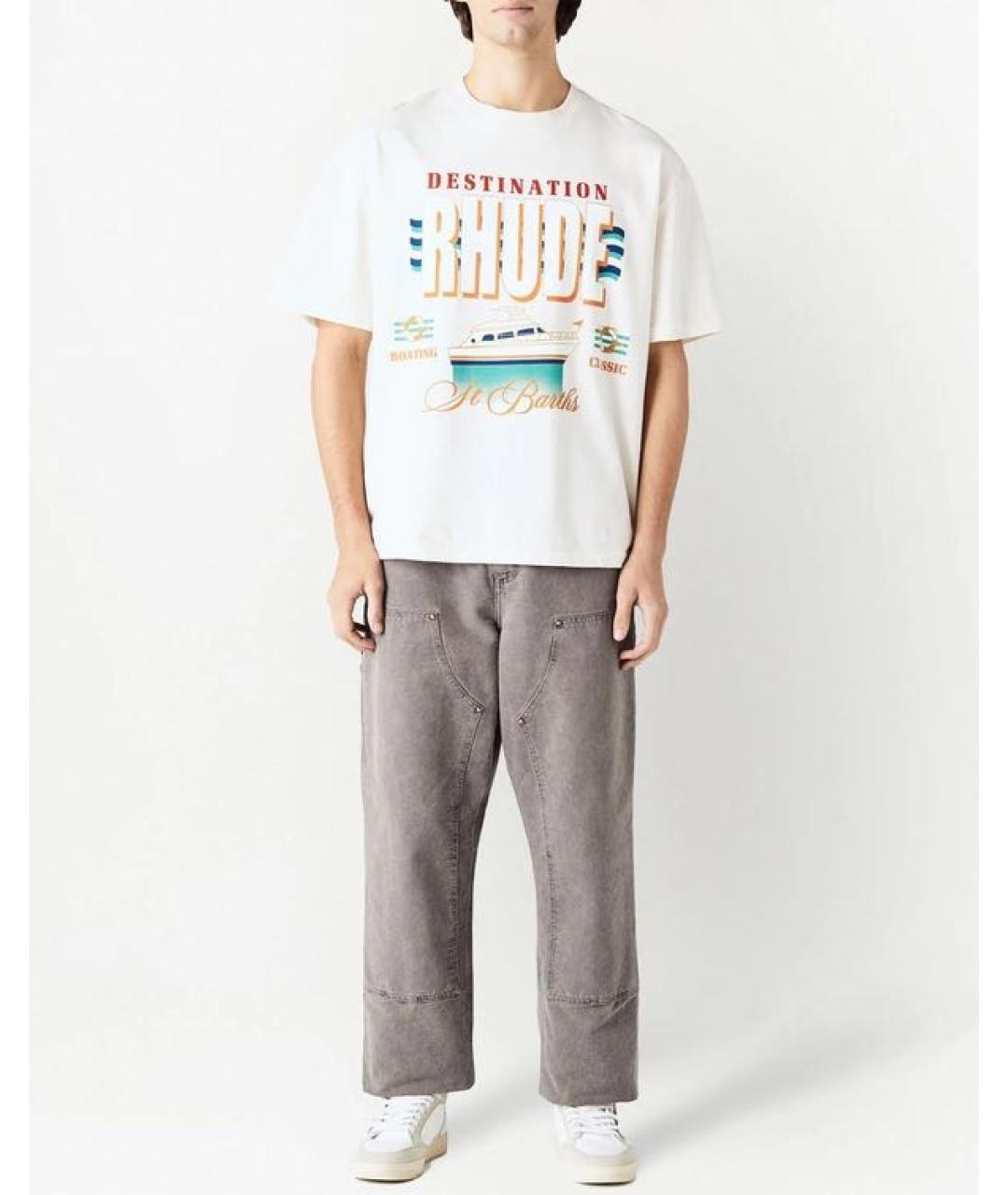 RHUDE Белая хлопковая футболка, фото 3