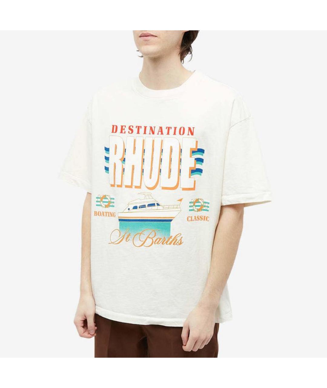 RHUDE Белая хлопковая футболка, фото 2