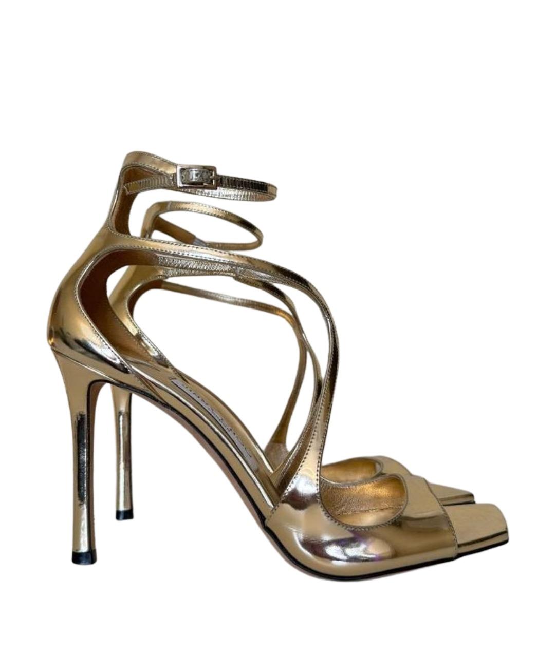 JIMMY CHOO Золотые босоножки из лакированной кожи, фото 1