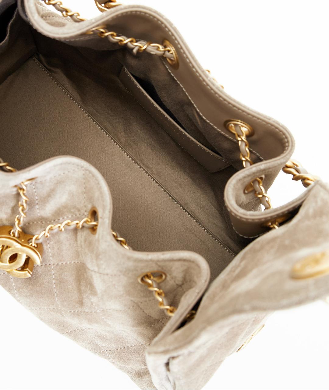 CHANEL Бежевая замшевая сумка с короткими ручками, фото 5