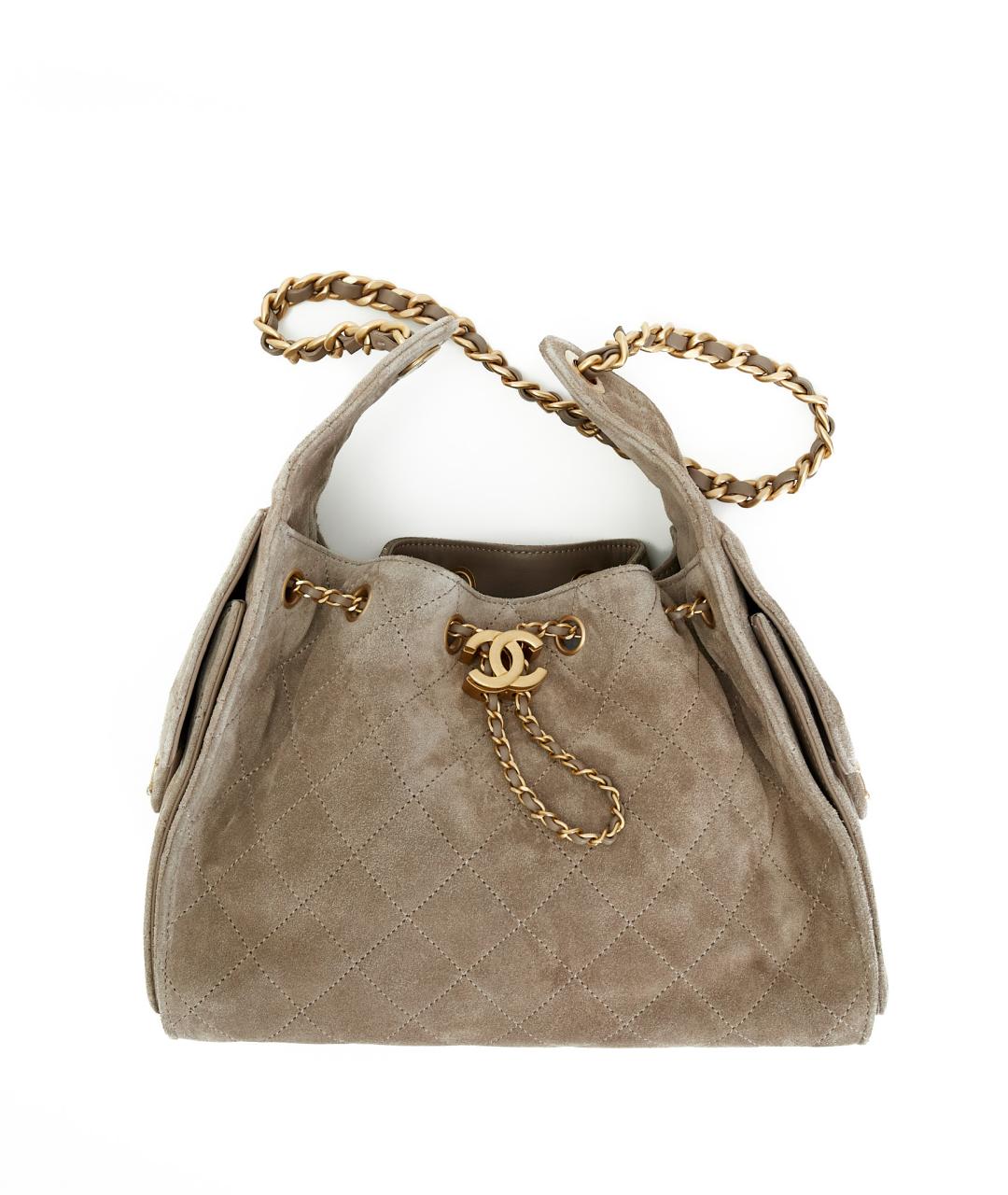 CHANEL Бежевая замшевая сумка с короткими ручками, фото 2