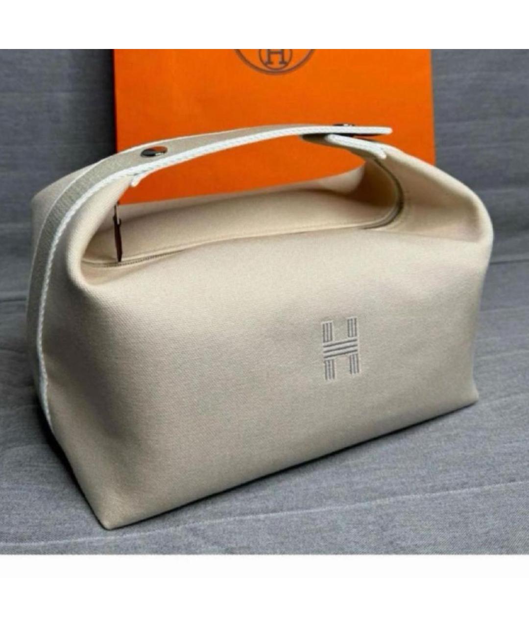 HERMES Бежевая хлопковая косметичка, фото 2