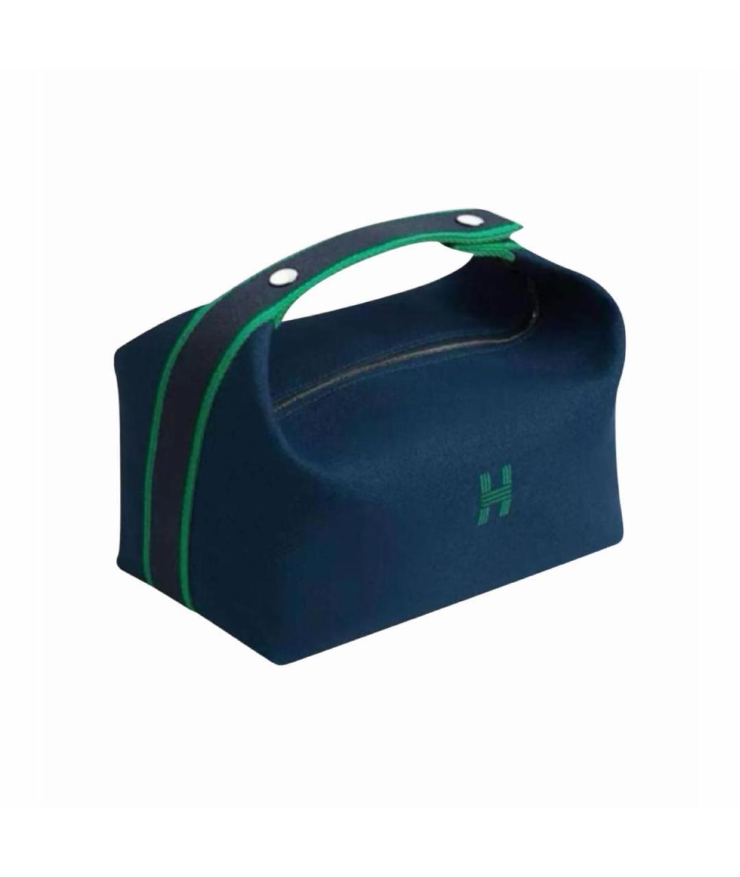HERMES Темно-синяя хлопковая косметичка, фото 3