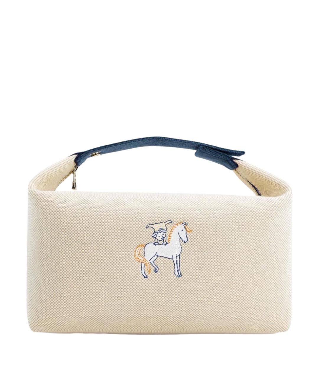 HERMES Бежевая тканевая косметичка, фото 1