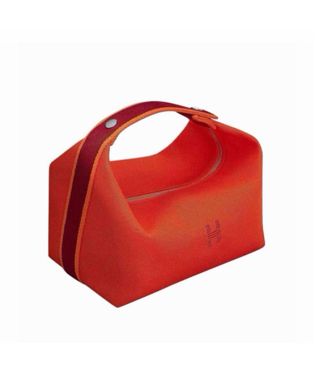 HERMES Оранжевая хлопковая косметичка, фото 3