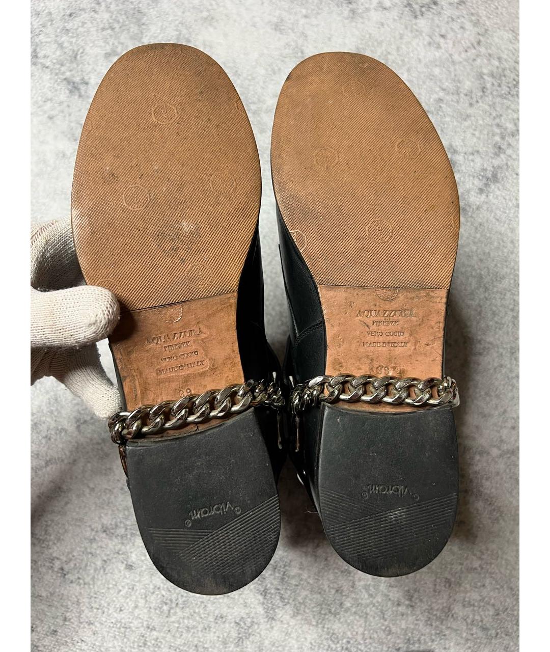 AQUAZZURA Черные кожаные ботинки, фото 8