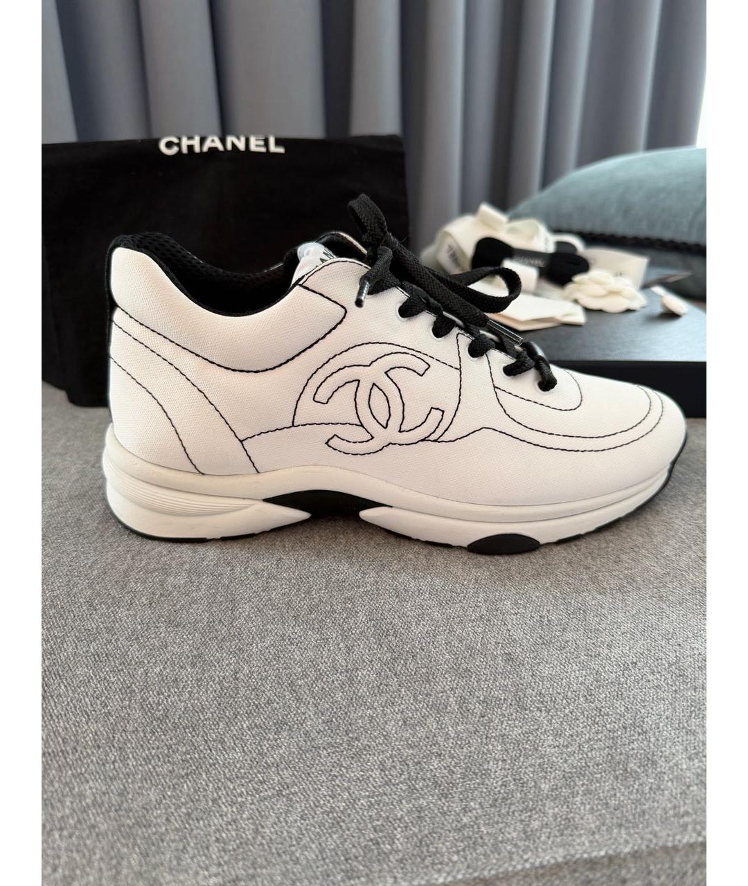 CHANEL Белые кожаные кроссовки, фото 6