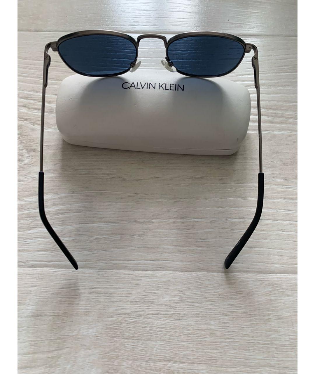 CALVIN KLEIN Серебряные металлические солнцезащитные очки, фото 6