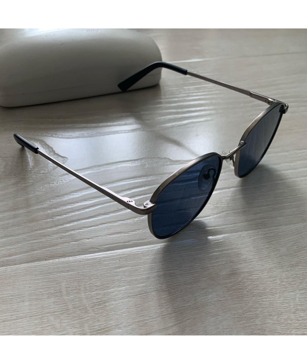 CALVIN KLEIN Серебряные металлические солнцезащитные очки, фото 2