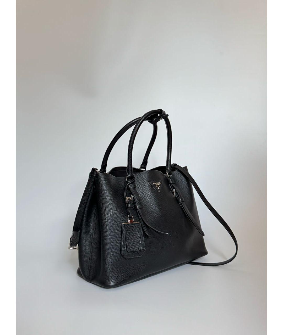 PRADA Черная кожаная сумка с короткими ручками, фото 2