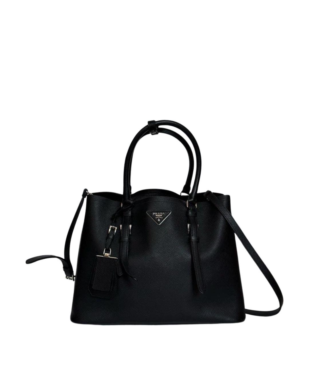 PRADA Черная кожаная сумка с короткими ручками, фото 1