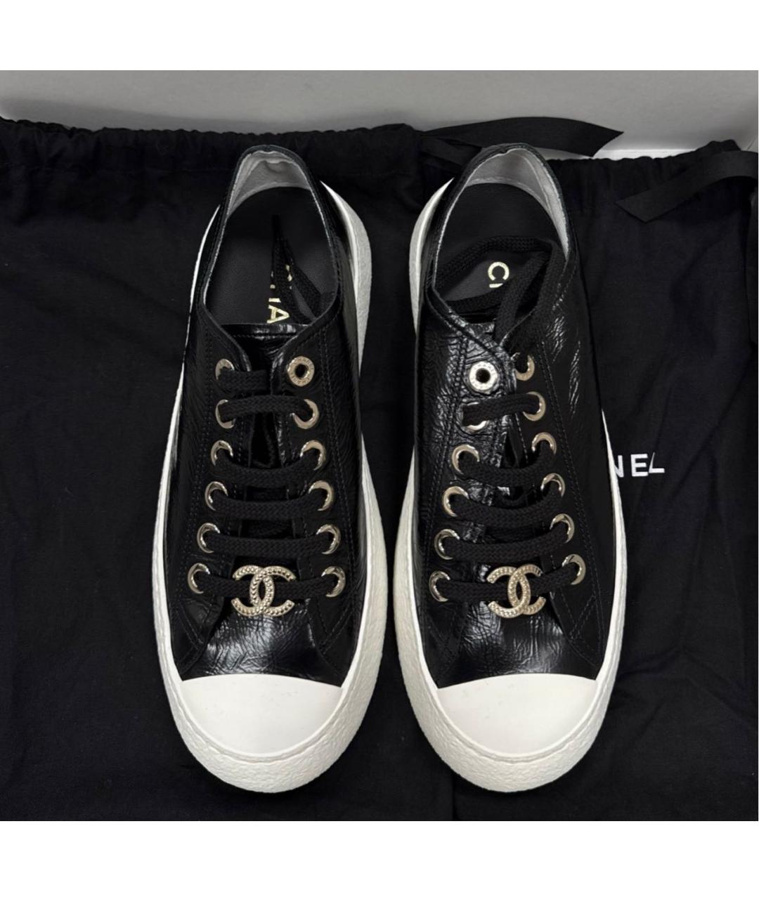 CHANEL Черные кожаные кеды, фото 2