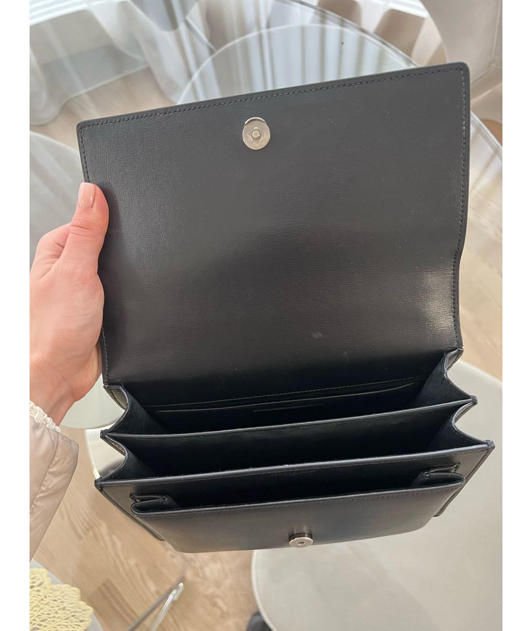 SAINT LAURENT Черная кожаная сумка через плечо, фото 4