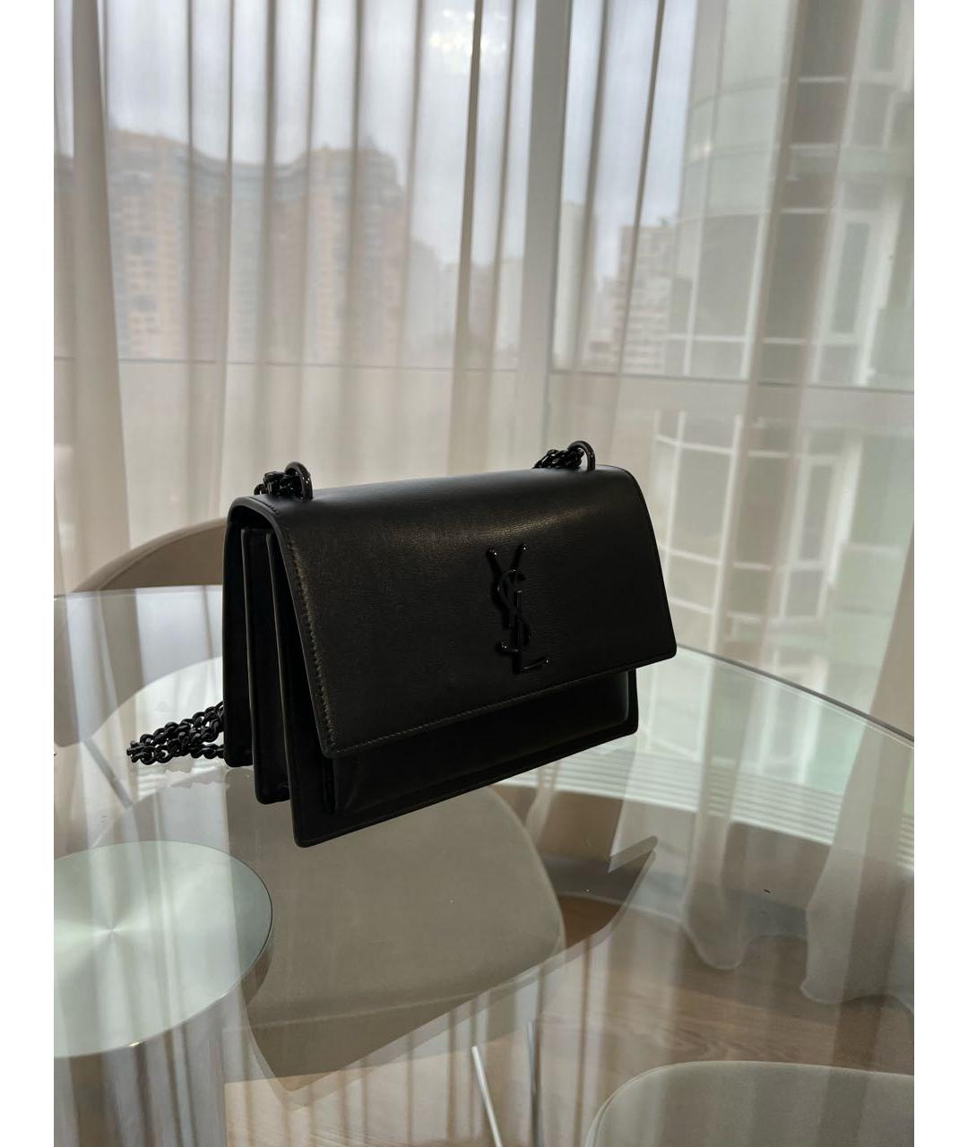 SAINT LAURENT Черная кожаная сумка через плечо, фото 2