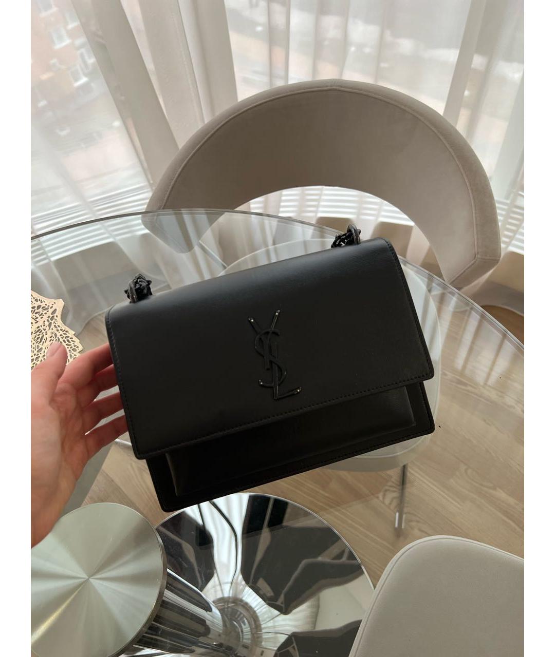 SAINT LAURENT Черная кожаная сумка через плечо, фото 8