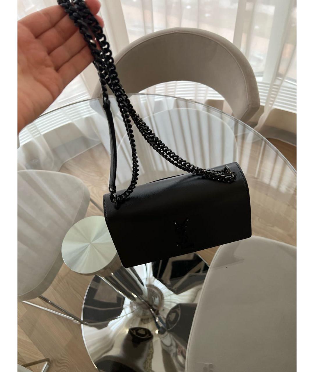 SAINT LAURENT Черная кожаная сумка через плечо, фото 7