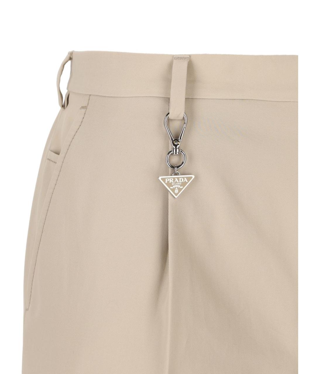 PRADA Бежевые хлопковые повседневные брюки, фото 2