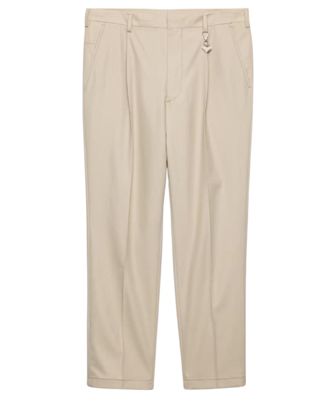 PRADA Бежевые хлопковые повседневные брюки, фото 1