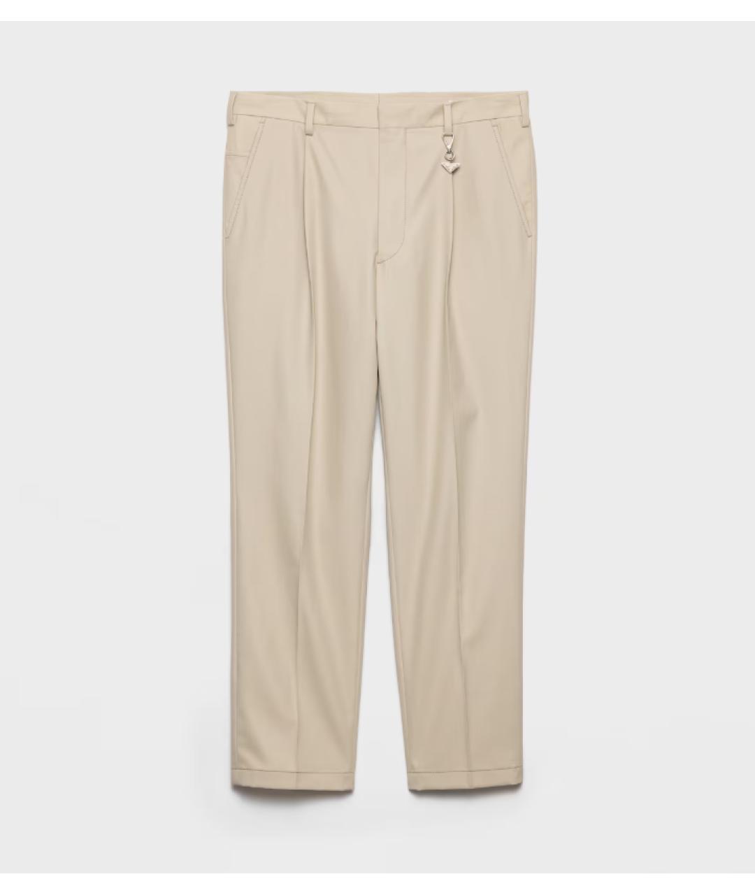 PRADA Бежевые хлопковые повседневные брюки, фото 4