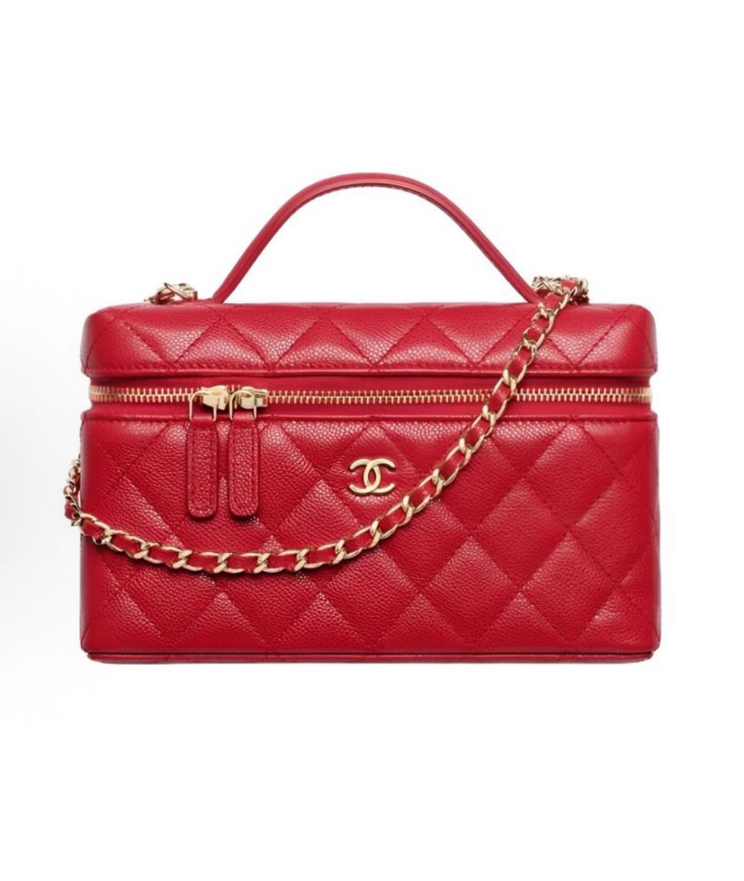 CHANEL Красная кожаная сумка через плечо, фото 5