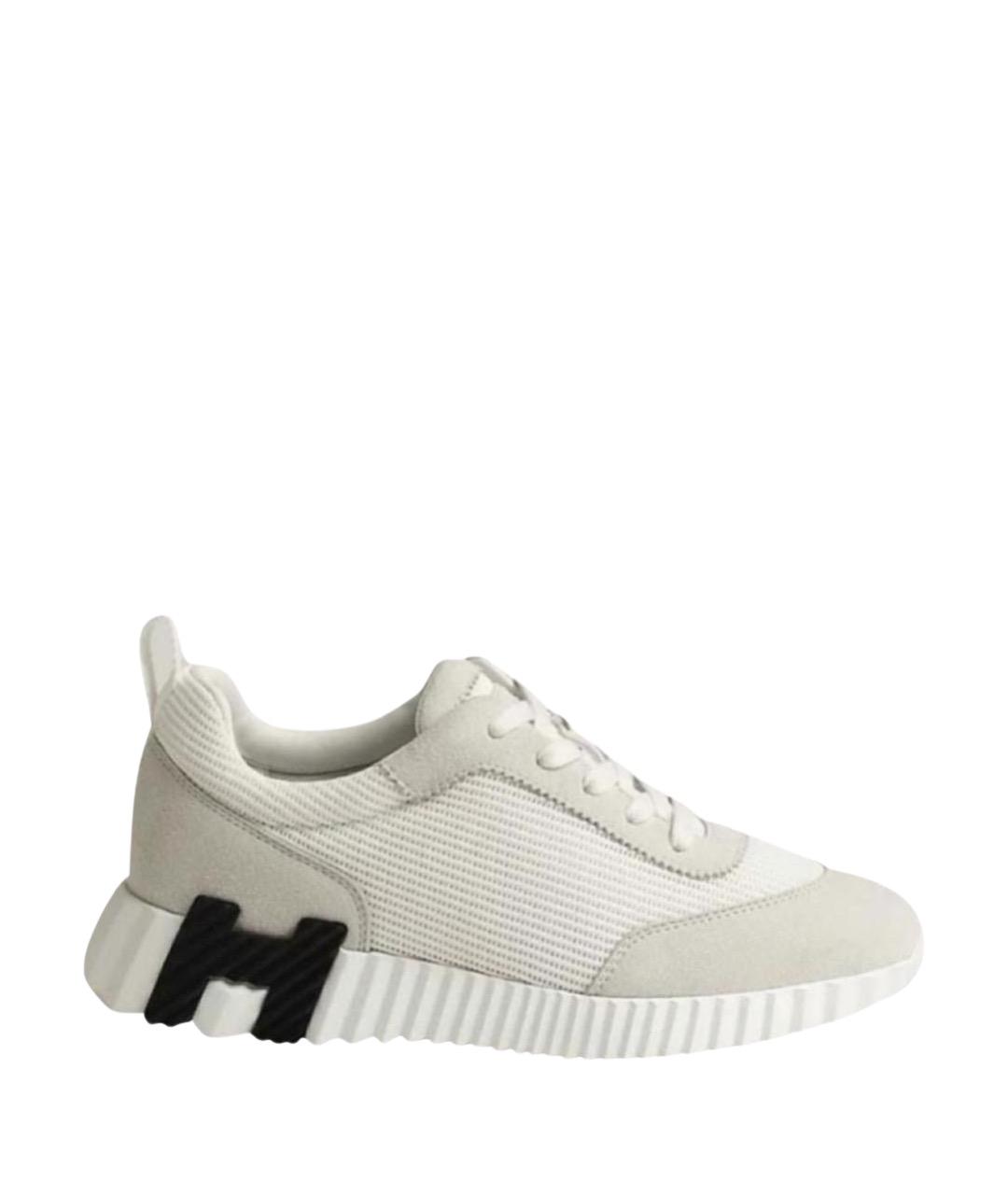 HERMES Белые текстильные кроссовки, фото 1