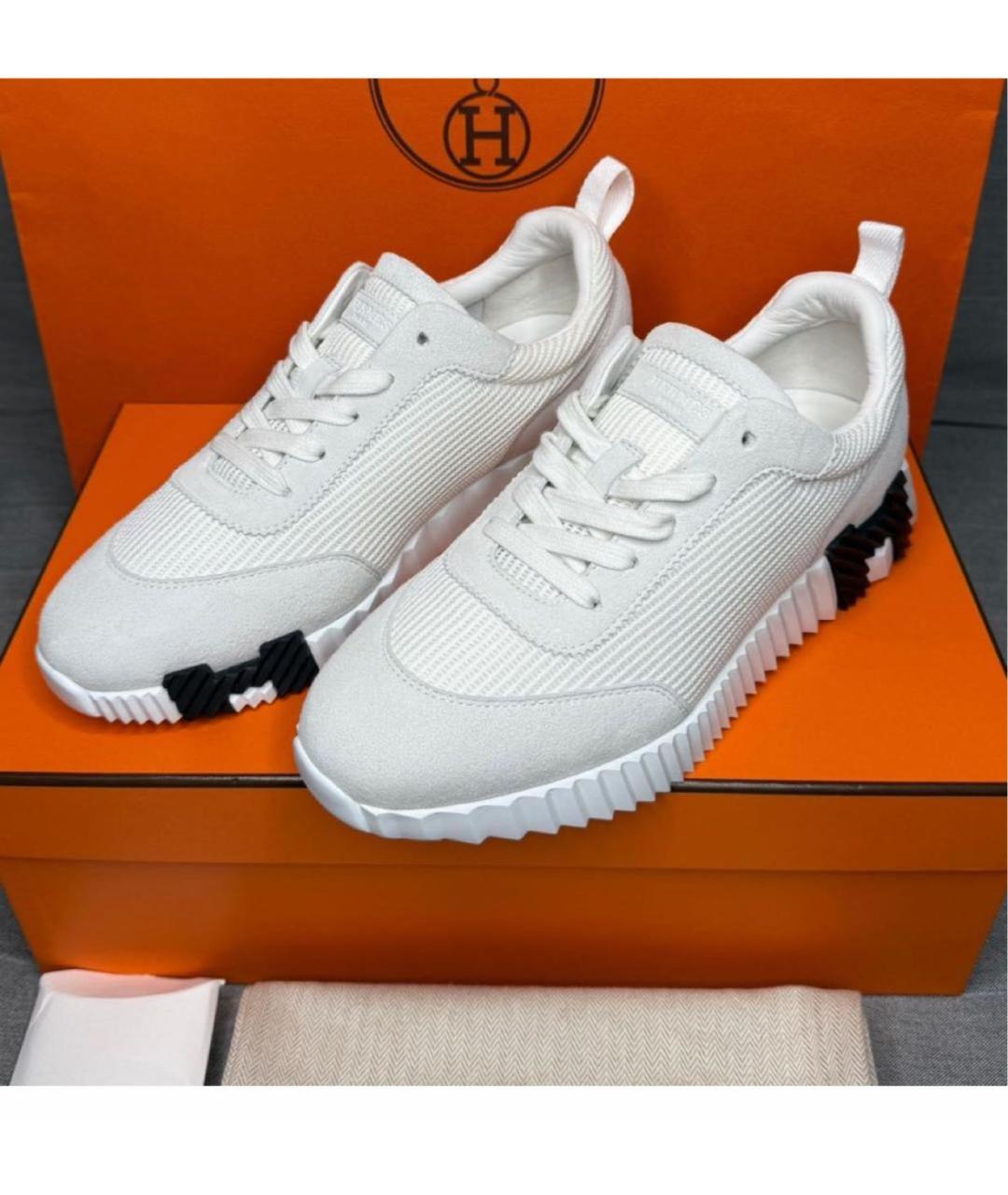 HERMES Белые текстильные кроссовки, фото 2