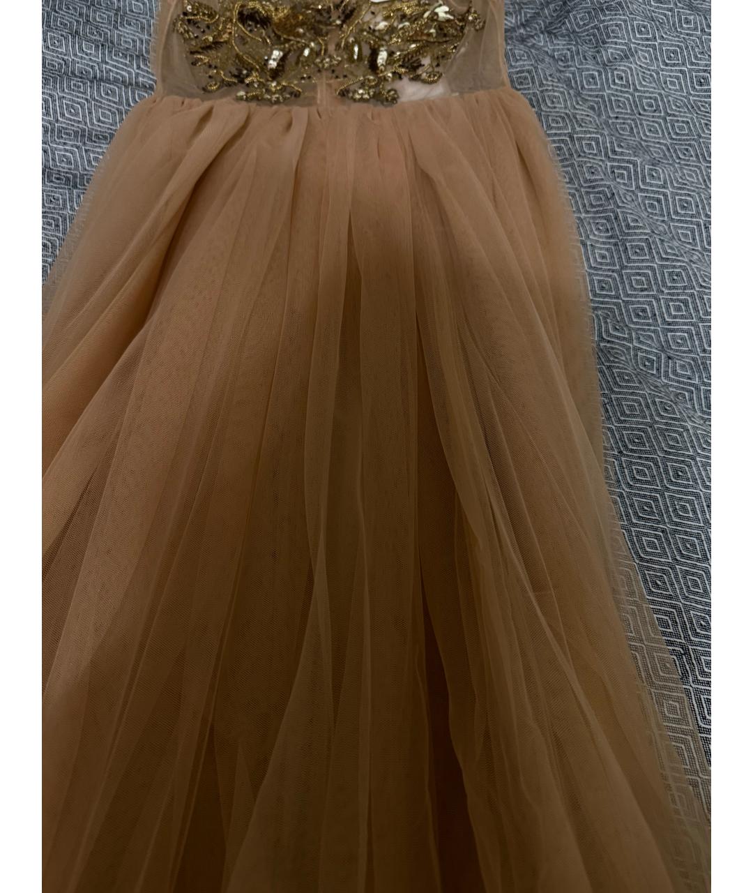 ELISABETTA FRANCHI Бежевое сетчатое вечернее платье, фото 9