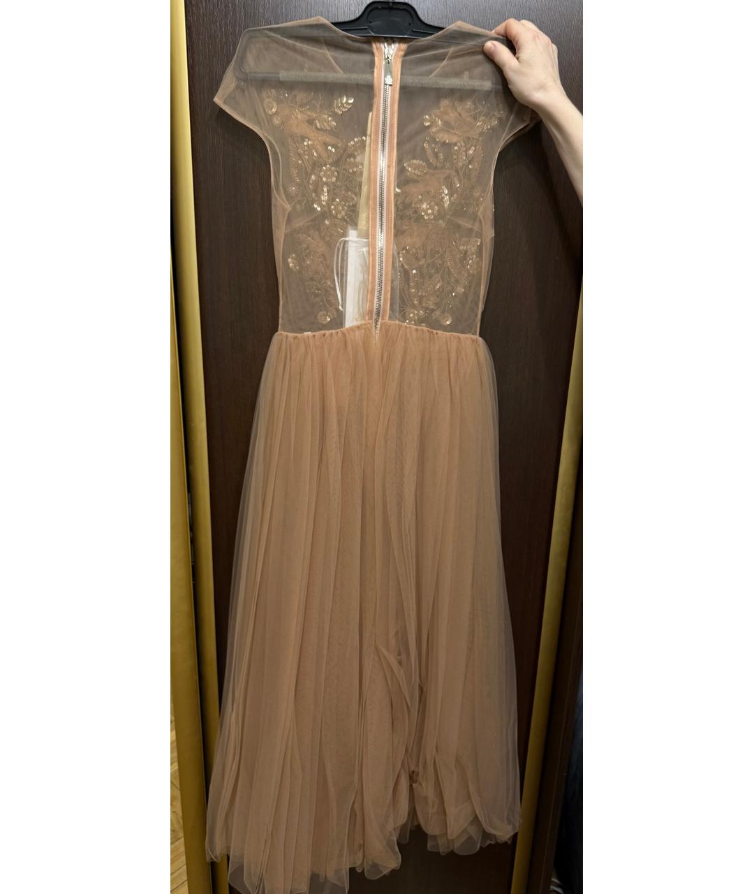 ELISABETTA FRANCHI Бежевое сетчатое вечернее платье, фото 2