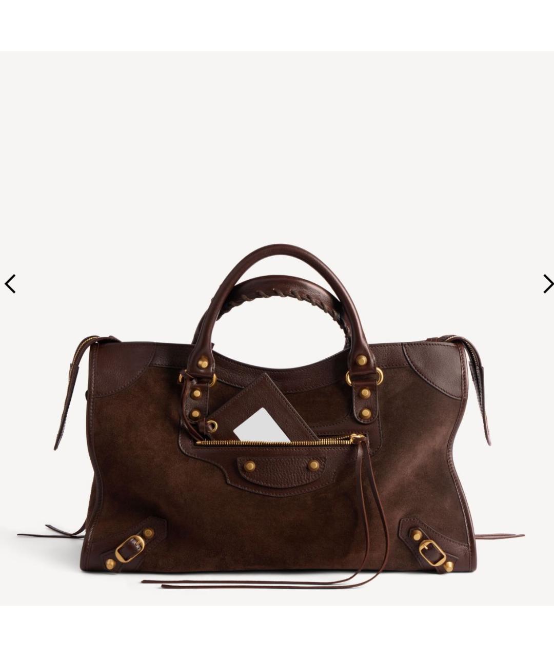 BALENCIAGA Коричневая замшевая сумка тоут, фото 5