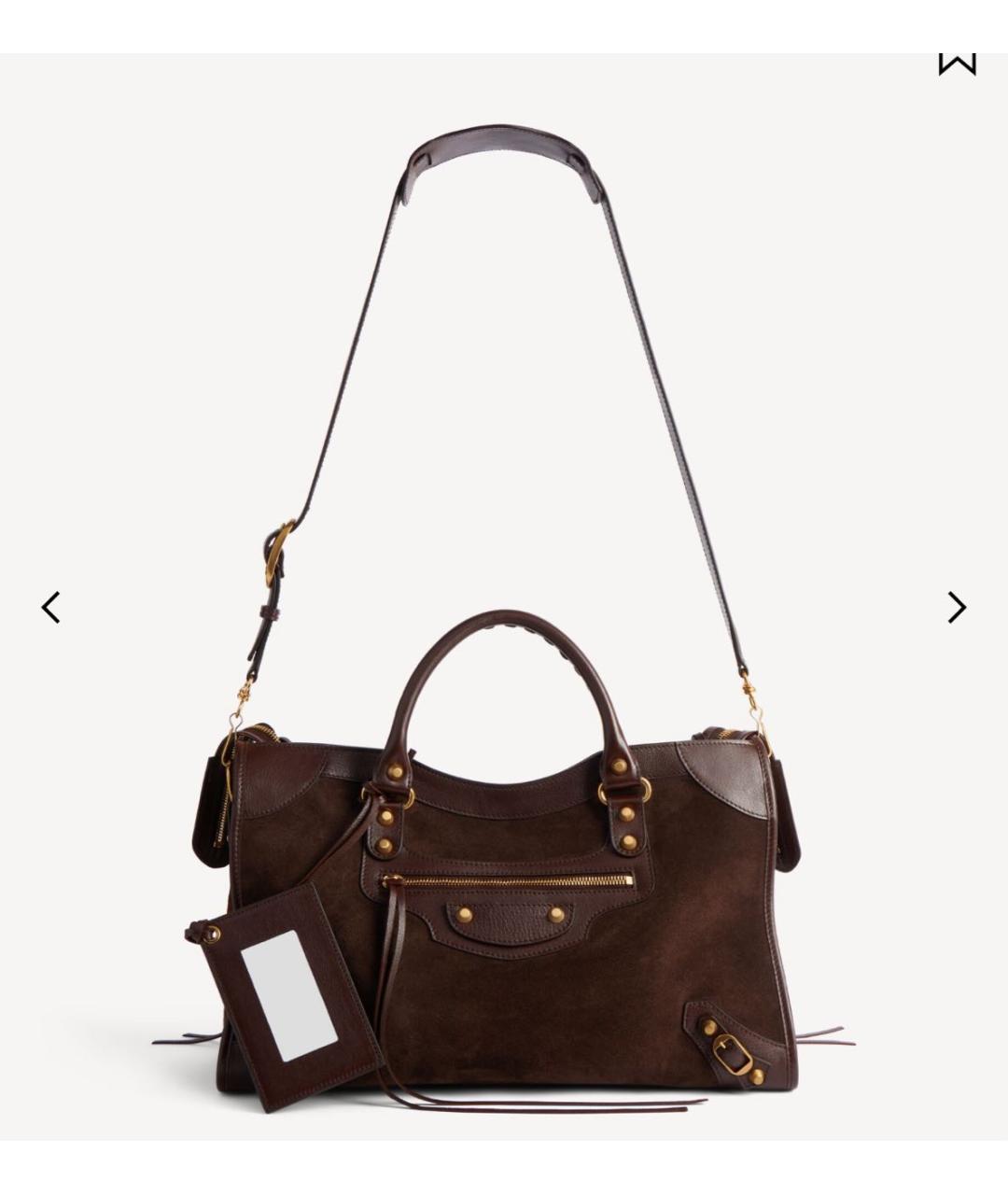 BALENCIAGA Коричневая замшевая сумка тоут, фото 4