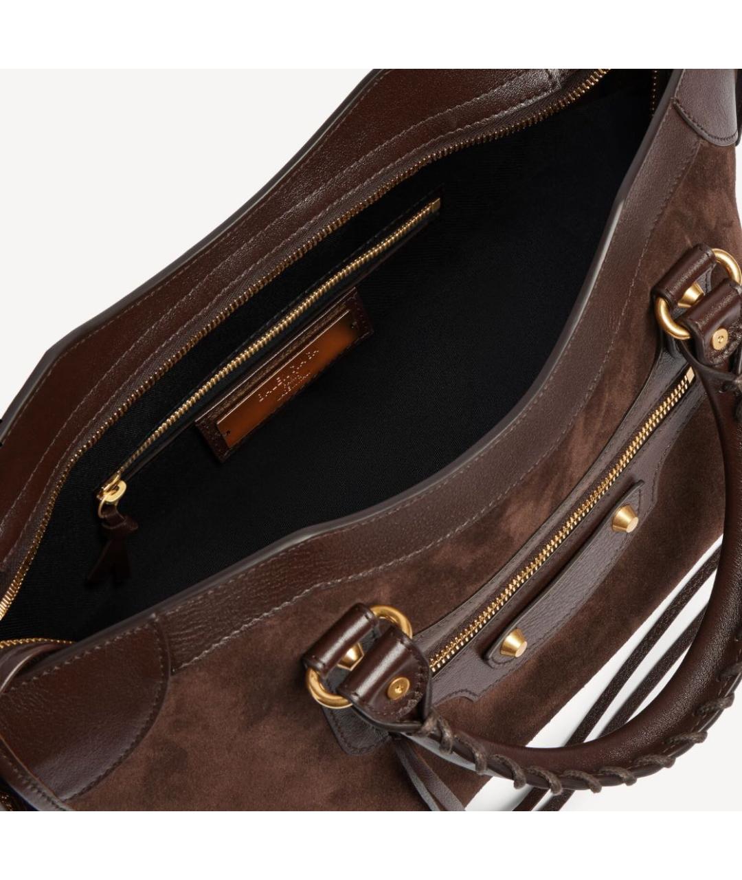 BALENCIAGA Коричневая замшевая сумка тоут, фото 3