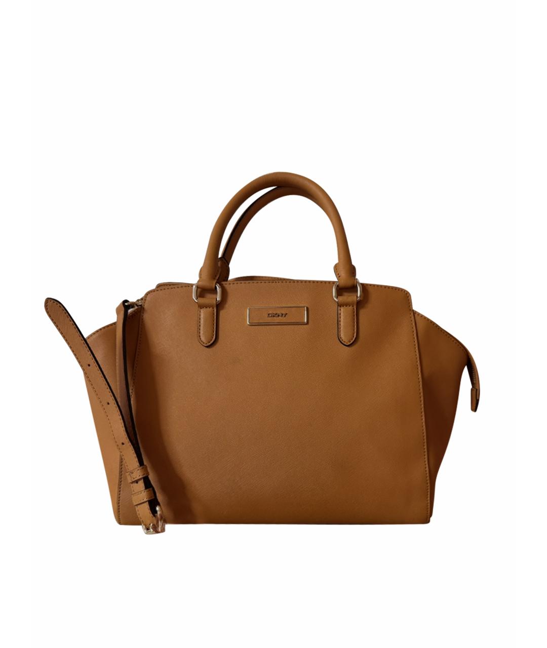 DKNY Оранжевая кожаная сумка тоут, фото 1