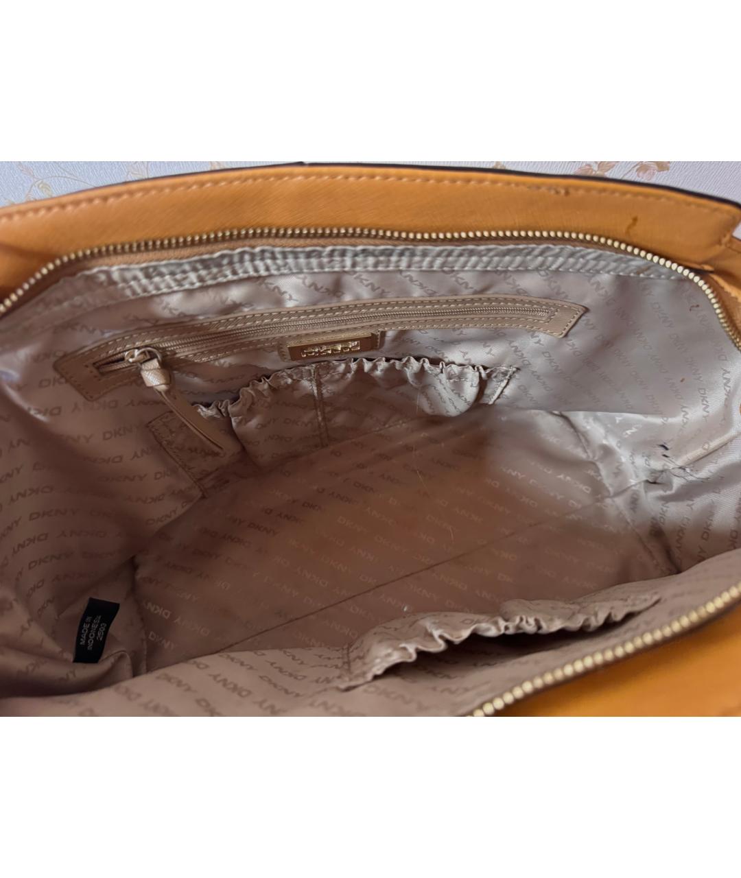 DKNY Оранжевая кожаная сумка тоут, фото 9