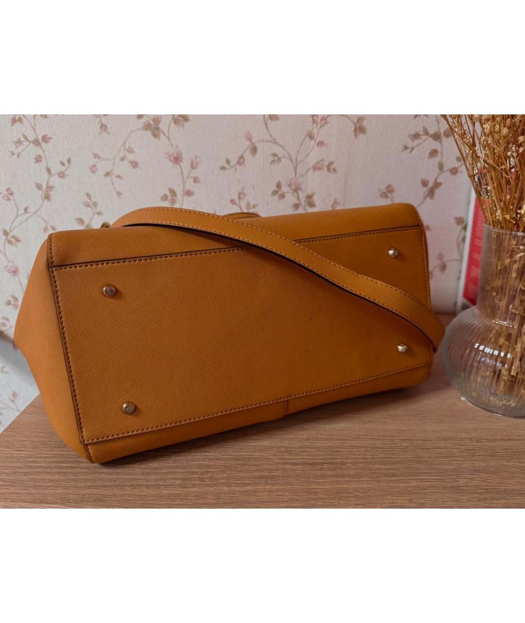 DKNY Оранжевая кожаная сумка тоут, фото 7