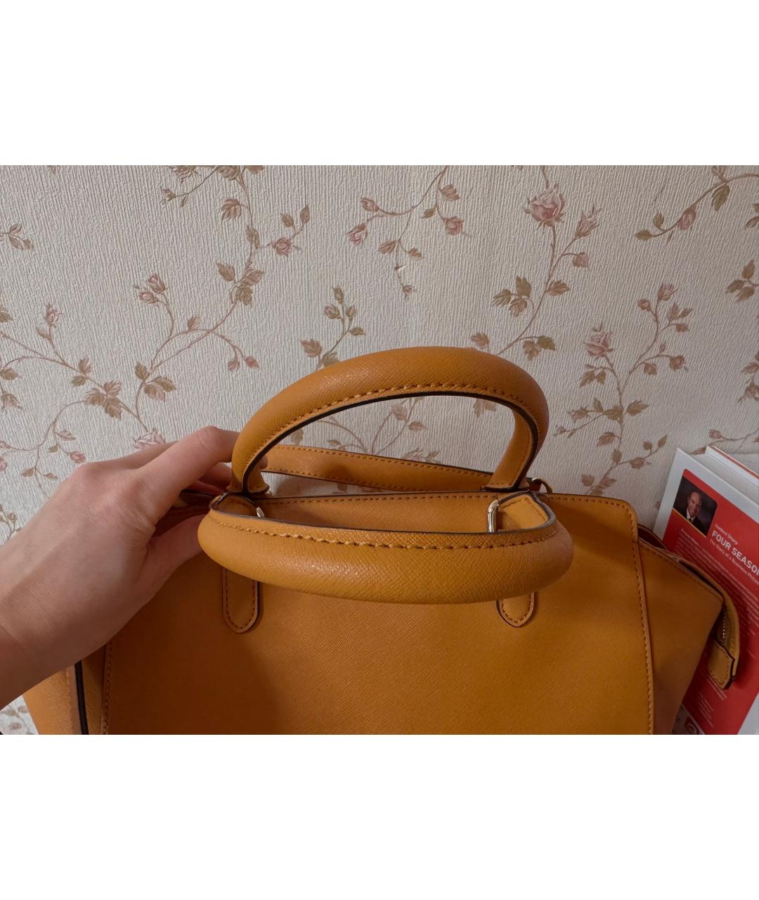 DKNY Оранжевая кожаная сумка тоут, фото 5