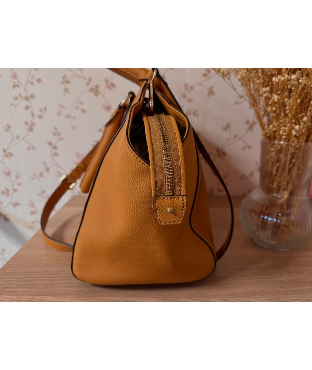 DKNY Оранжевая кожаная сумка тоут, фото 6