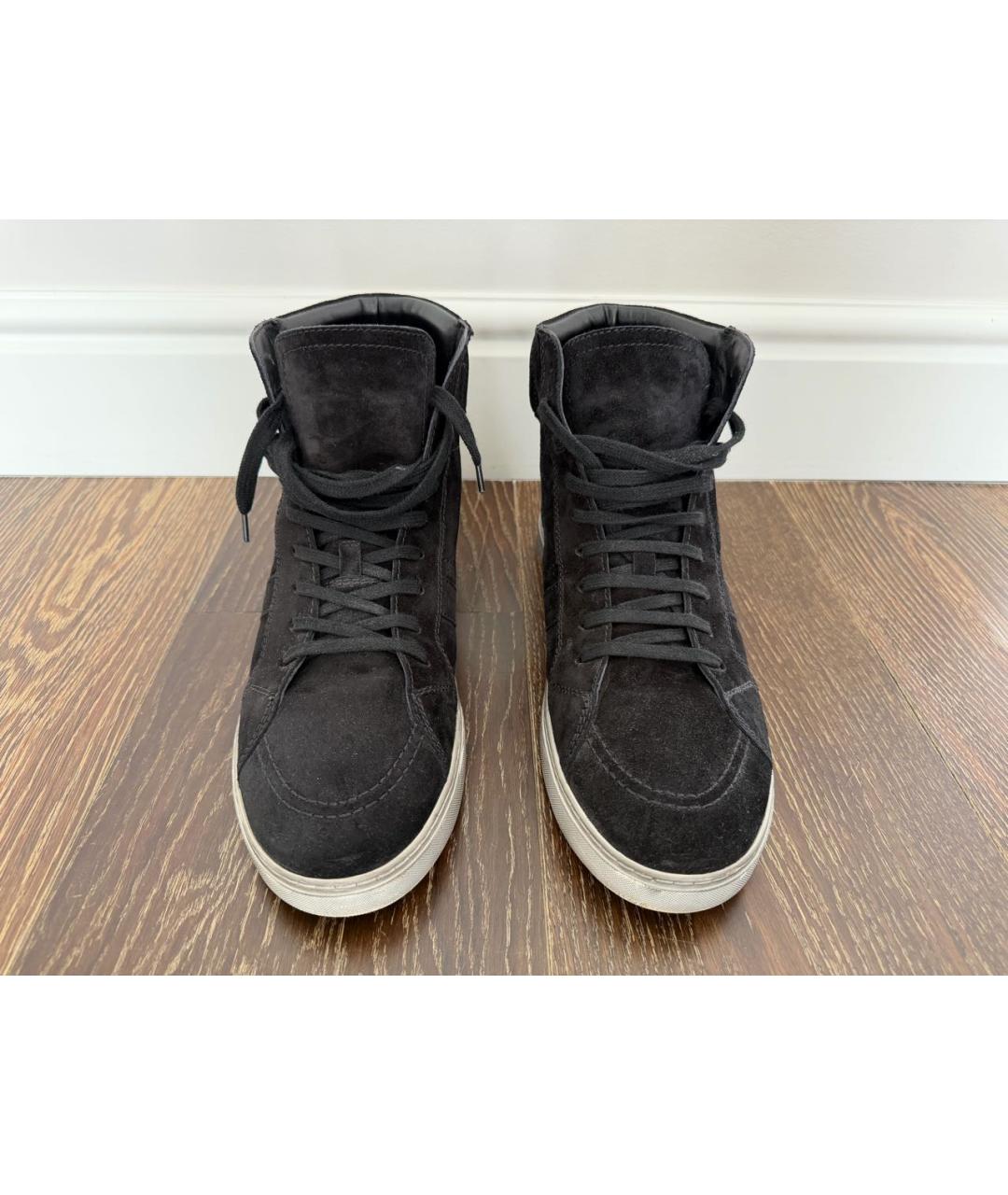 SAINT LAURENT Черные замшевые высокие кроссовки / кеды, фото 2